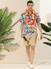Hawaiian Floral Print Short Sleeve Button Beach Shirt