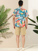 Hawaiian Floral Print Short Sleeve Button Beach Shirt