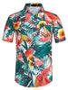 Hawaiian Floral Print Short Sleeve Button Beach Shirt