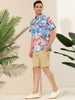 Hawaiian Floral Print Short Sleeve Button Beach Shirt