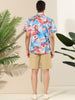 Hawaiian Floral Print Short Sleeve Button Beach Shirt