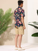 Hawaiian Floral Print Short Sleeve Button Beach Shirt