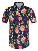Hawaiian Floral Print Short Sleeve Button Beach Shirt