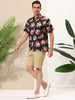 Hawaiian Floral Print Short Sleeve Button Beach Shirt