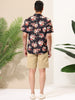 Hawaiian Floral Print Short Sleeve Button Beach Shirt
