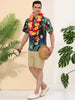 Hawaiian Floral Print Short Sleeve Button Beach Shirt