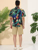 Hawaiian Floral Print Short Sleeve Button Beach Shirt
