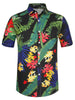 Hawaiian Floral Print Short Sleeve Button Beach Shirt