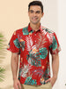 Hawaiian Floral Print Short Sleeve Button Beach Shirt