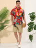 Hawaiian Floral Print Short Sleeve Button Beach Shirt
