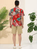 Hawaiian Floral Print Short Sleeve Button Beach Shirt