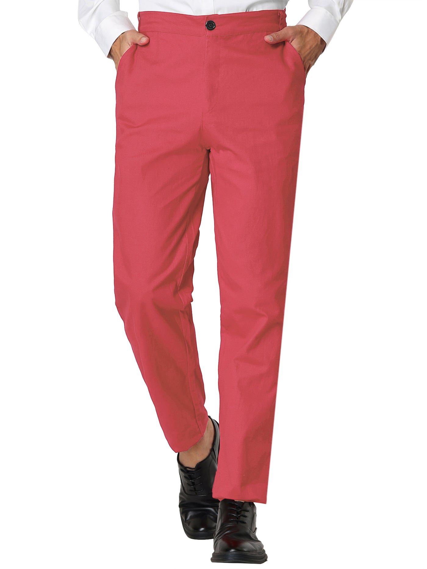 Bublédon Flat Front Solid Color Stretch Business Dress Pants