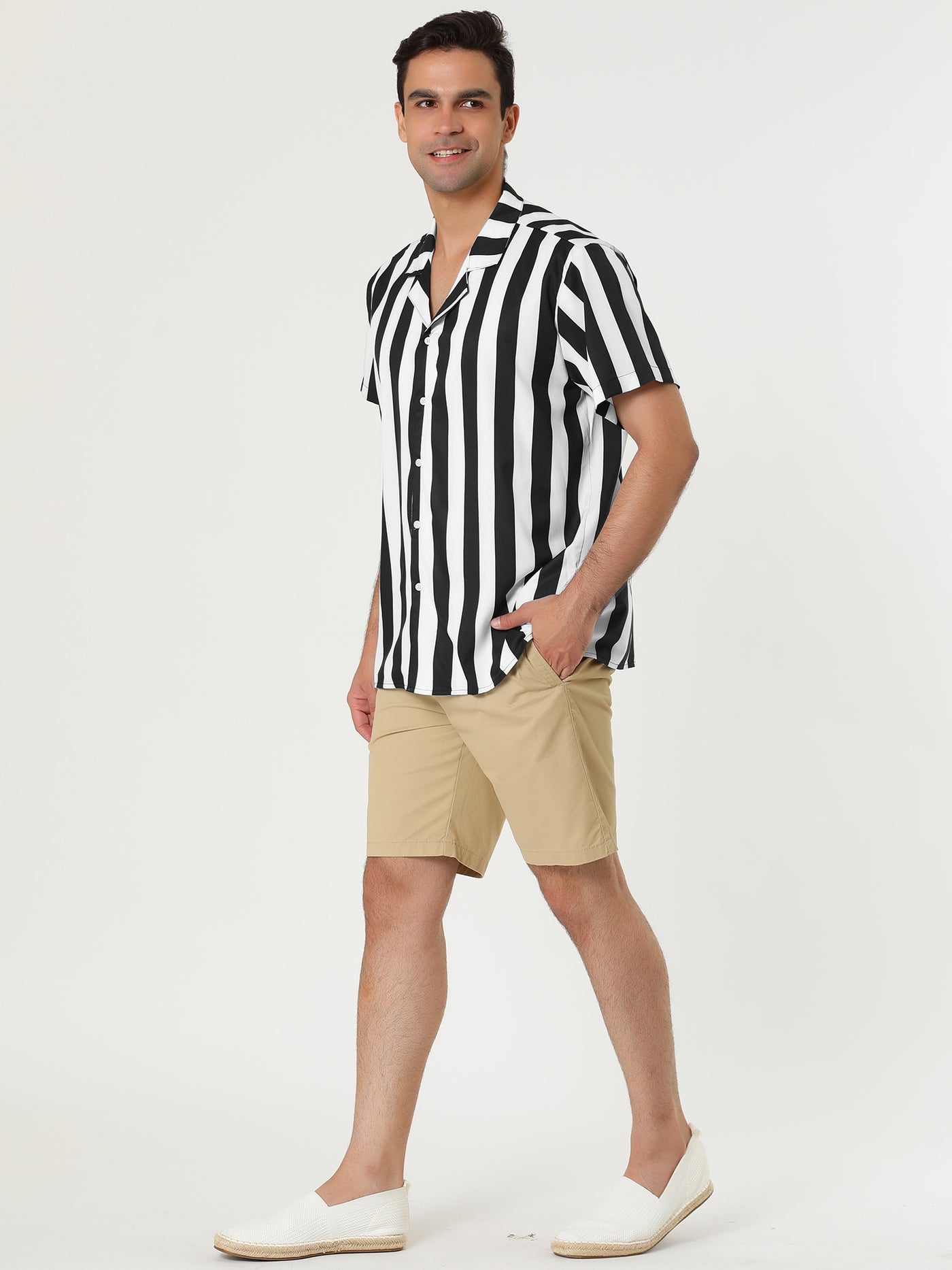 Bublédon Summer Colorful Striped Short Sleeve Button Shirt