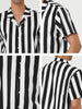 Summer Colorful Striped Short Sleeve Button Shirt