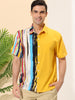Summer Vertical Stripe Patchwork Lapel Button Shirts