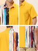 Summer Vertical Stripe Patchwork Lapel Button Shirts