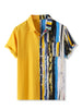 Summer Vertical Stripe Patchwork Lapel Button Shirts