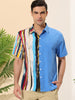 Summer Vertical Stripe Patchwork Lapel Button Shirts