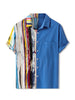 Summer Vertical Stripe Patchwork Lapel Button Shirts