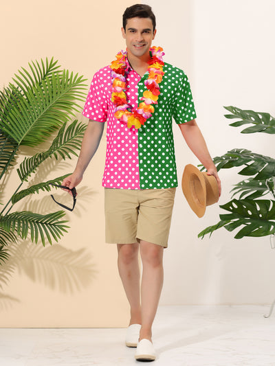 Summer Lapel Polka Dot Patchwork Hawaiian Shirt