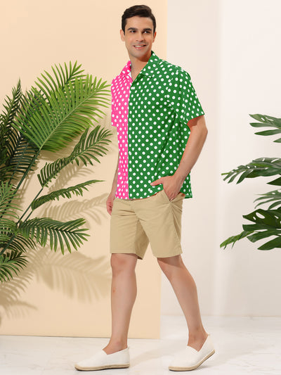 Summer Lapel Polka Dot Patchwork Hawaiian Shirt