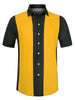 Striped Print Short Sleeve Hawaiian Color Block Shirt