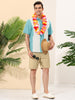 Striped Print Short Sleeve Hawaiian Color Block Shirt