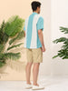 Striped Print Short Sleeve Hawaiian Color Block Shirt