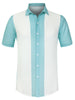 Striped Print Short Sleeve Hawaiian Color Block Shirt