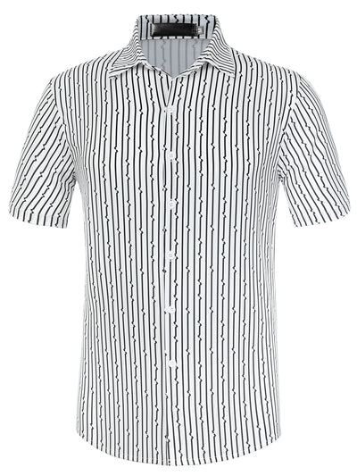 Contrast Color Button Down Short Sleeve Beach Striped Shirts