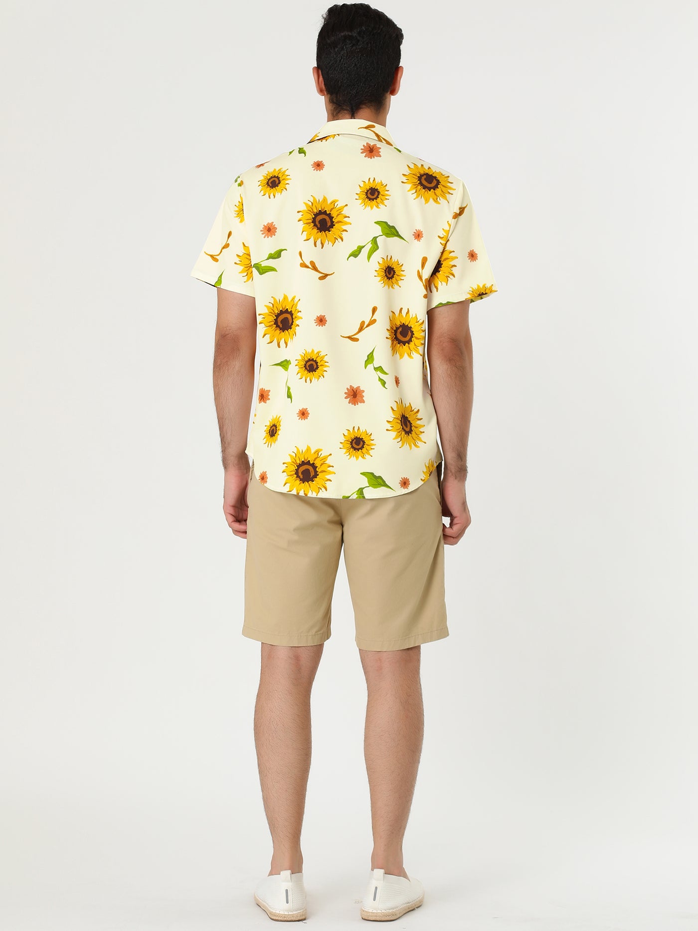 Bublédon Short Sleeve Floral Print Cotton Beach Hawaiian Shirt