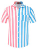 Casual Summer Vertical Striped Patchwork Shirts