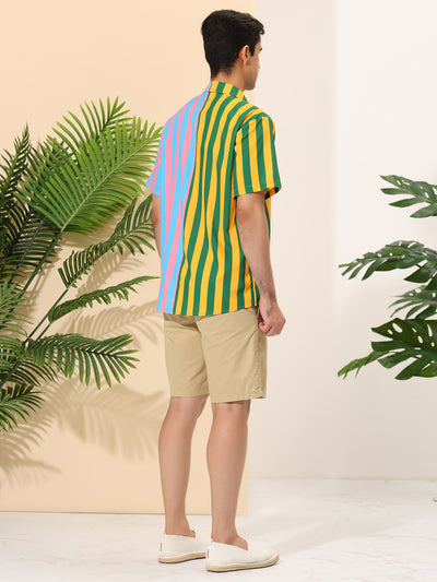Casual Summer Vertical Striped Patchwork Shirts
