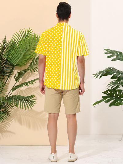 Summer Stripe Polka Dot Patchwork Hawaiian Shirt