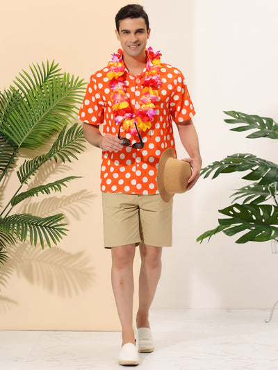 Bublédon Summer Polka Dot Lapel Short Sleeve Hawaiian Shirt