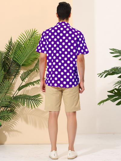 Summer Polka Dot Lapel Short Sleeve Hawaiian Shirt