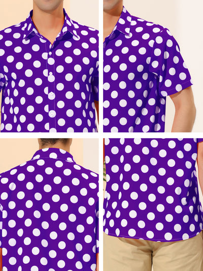 Summer Polka Dot Lapel Short Sleeve Hawaiian Shirt