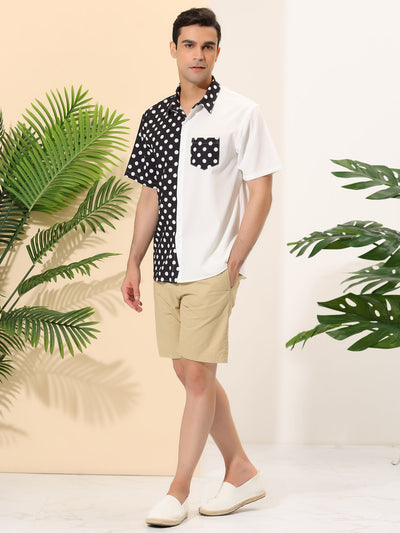 Summer Polka Dots Button Down Patchwork Beach Shirt