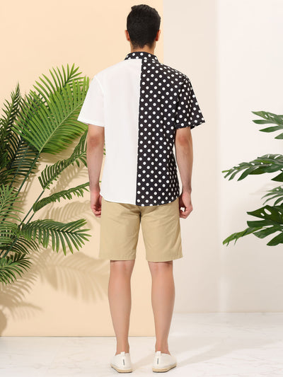 Summer Polka Dots Button Down Patchwork Beach Shirt