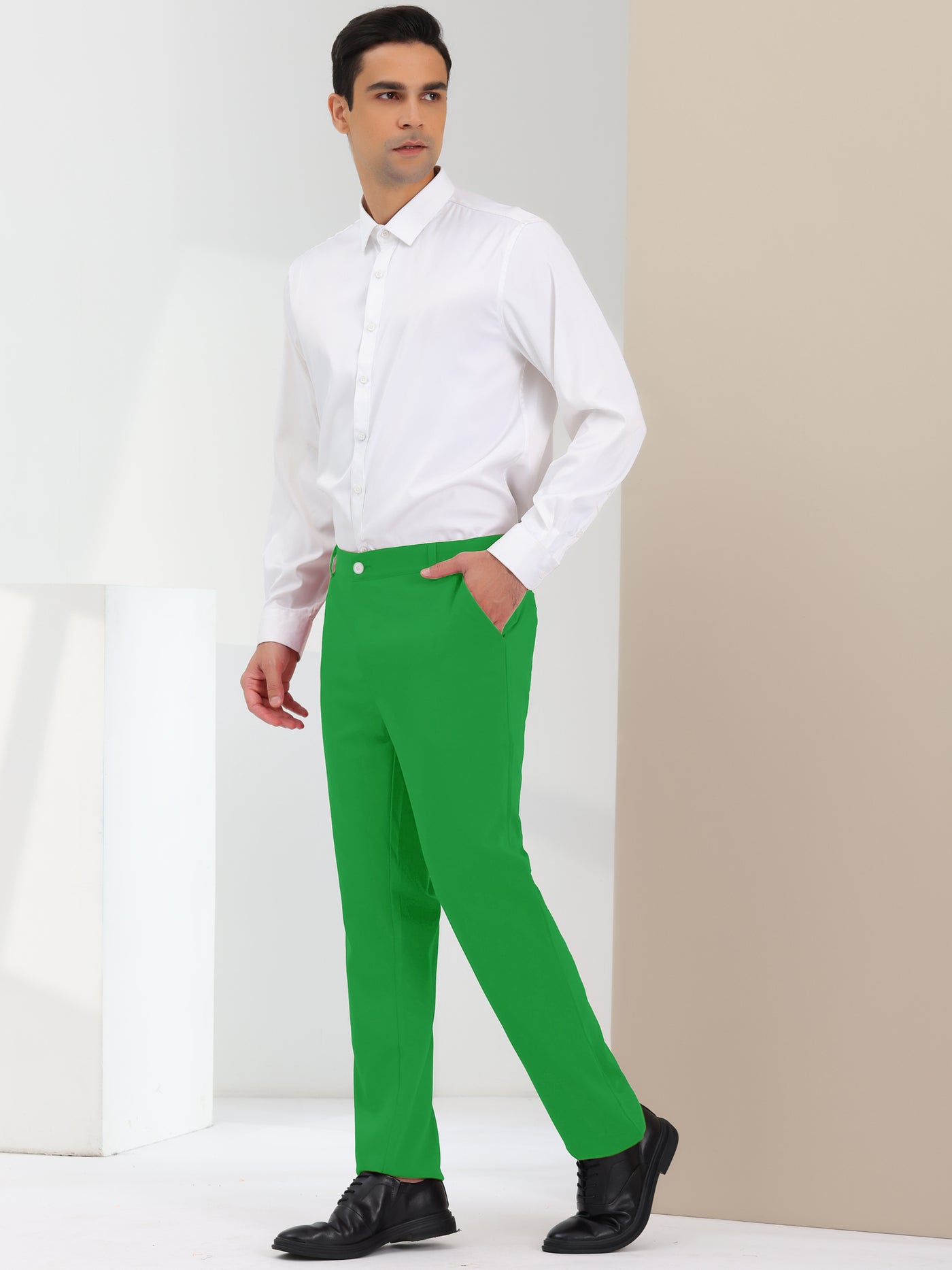 Bublédon Men's Classic Fit Comfort Stretch Flat Front Dress Chino Pants