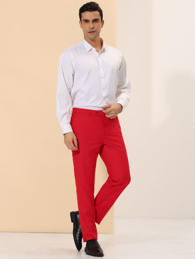 Men's Casual Straight Fit Comfort Stretch Flat Front Chino Pants