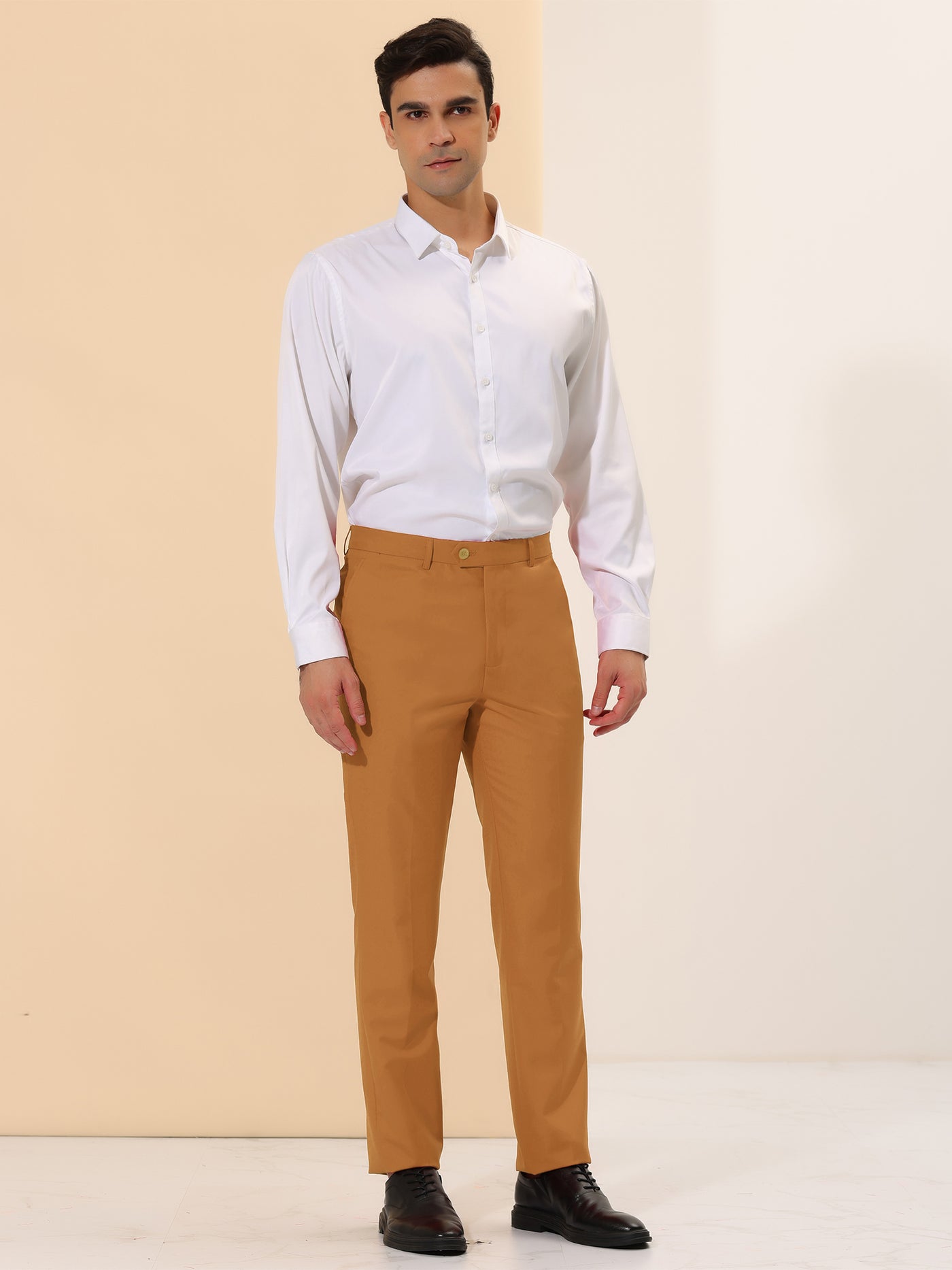 Bublédon Men's Casual Straight Fit Comfort Stretch Flat Front Chino Pants