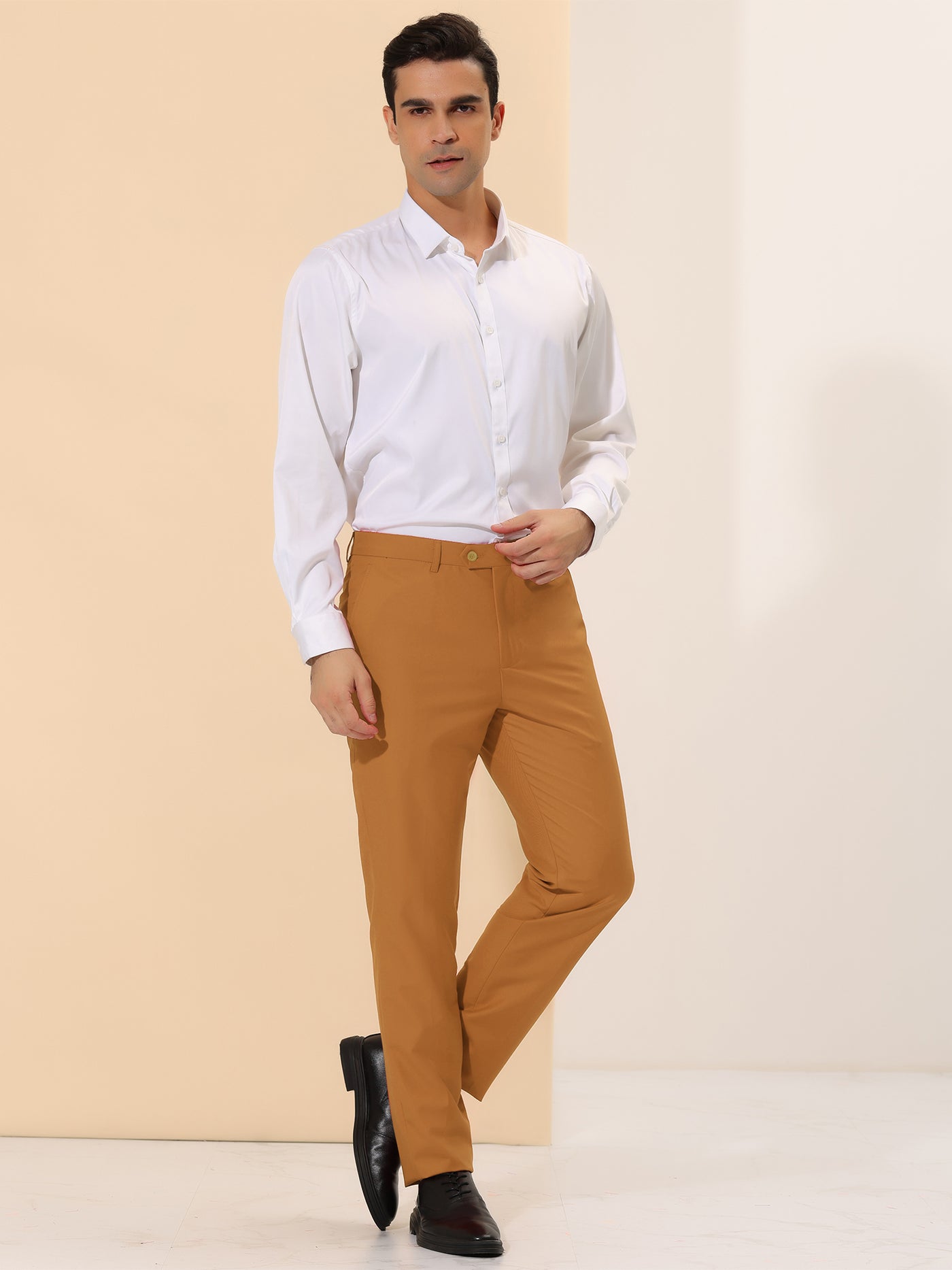 Bublédon Men's Casual Straight Fit Comfort Stretch Flat Front Chino Pants