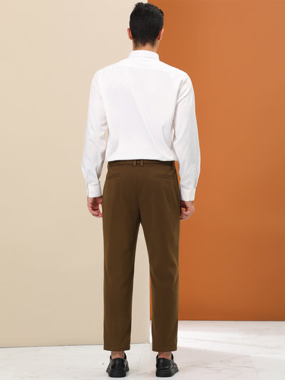 Men's Prom Slim Fit Flat Front Solid Color Chino Cropped Dress Pants