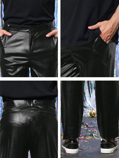 Men's Metallic Disco Straight Leg Shiny Party Club Suit Pants