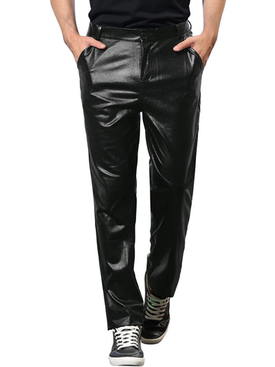 Men's Metallic Disco Straight Leg Shiny Party Club Suit Pants