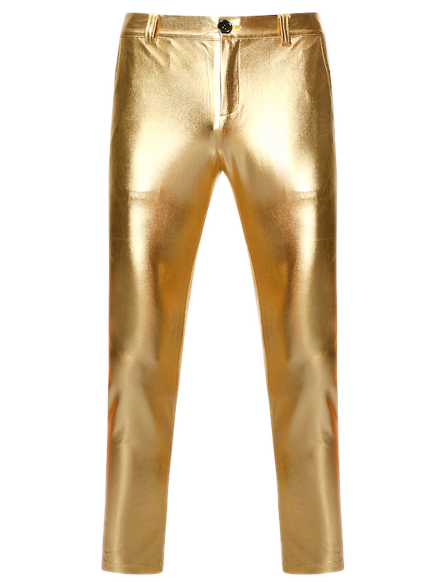 Bublédon Men's Metallic Disco Straight Leg Shiny Party Club Suit Pants