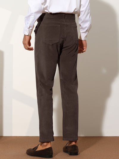 Corduroy Dress Pants for Men's Straight Fit Flat Front Work Office Trousers
