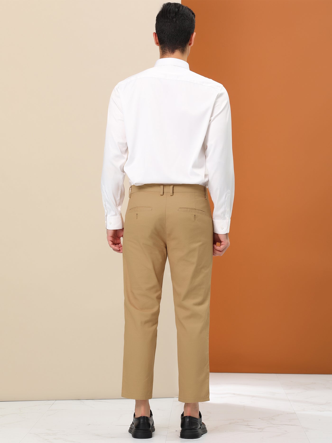 Bublédon Men's Dress Pants Casual Slim Fit Flat Front Cropped Trousers