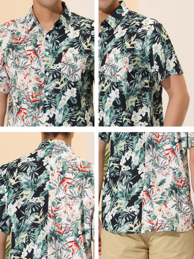 Flower Leaf Print Patchwork Summer Hawaiian Shirt